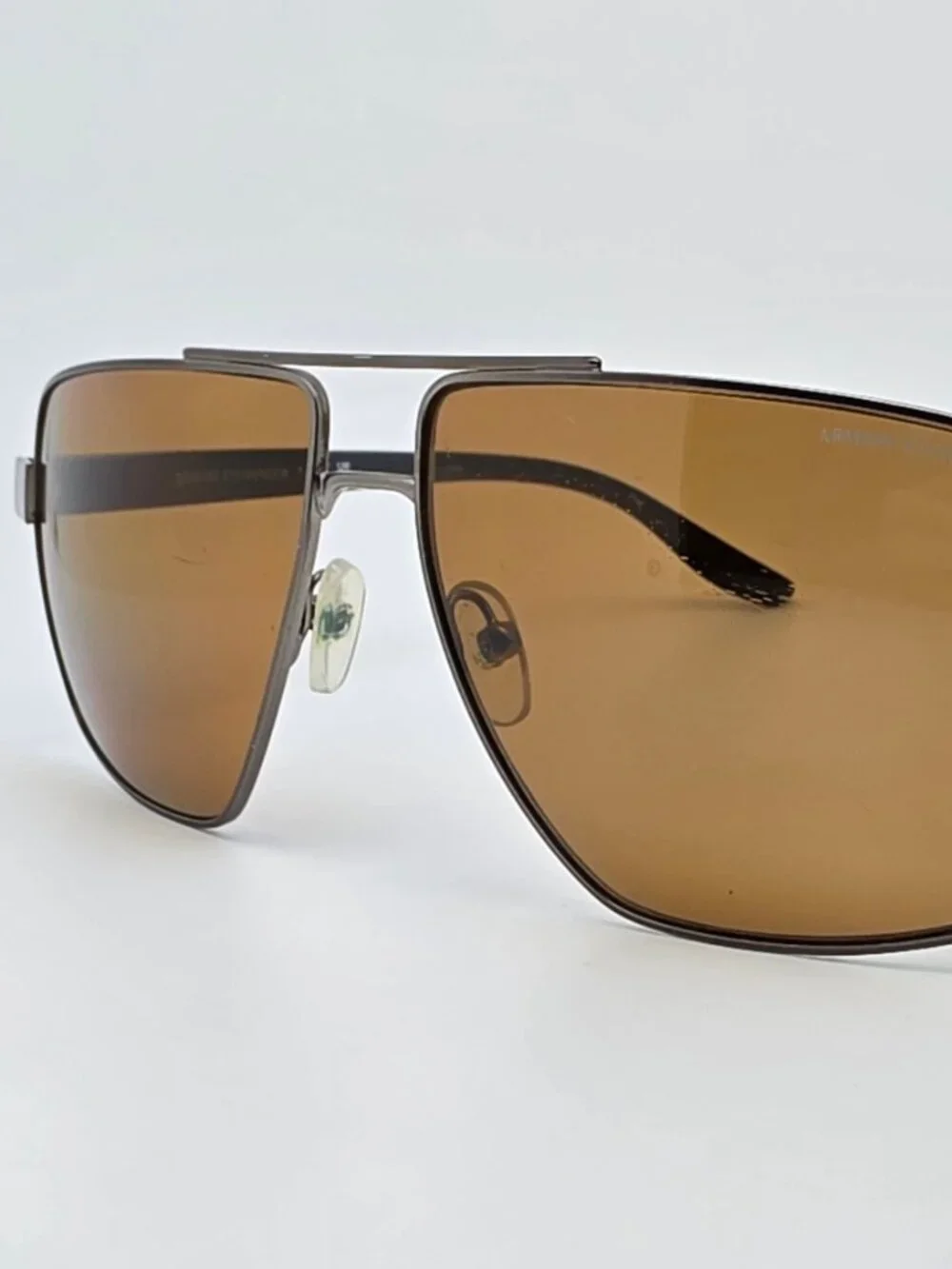 Armani Exchange AX2037S Matte Gunmetal Frame Polarized Brown Aviator Sunglasses